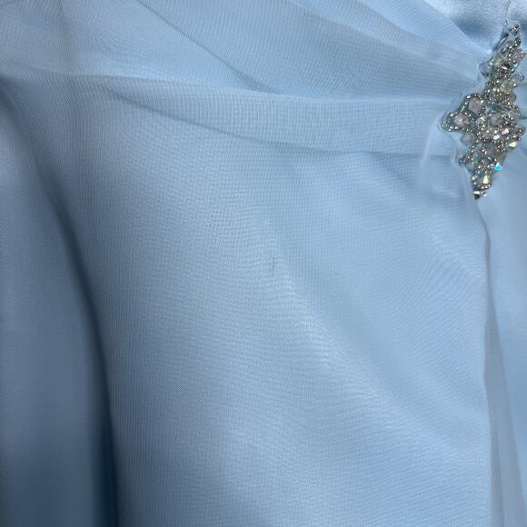 Impression Blue Formal Dress Maxi Sleeveless Layered Mesh Bedazzled Prom Fairy - Picture 5 of 15